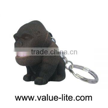New product plastic Gorilla 2 led keychain light with sound button cell best sell