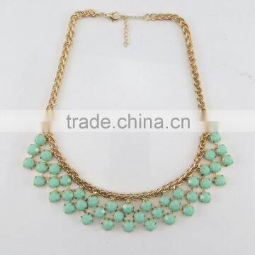 Exquisite acrylic stone mesh gold chain necklace