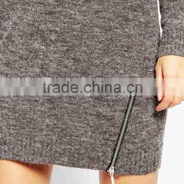 Longline Sexy Jumpers With Side Zips Custom Plain Knitted Sweater photo-3