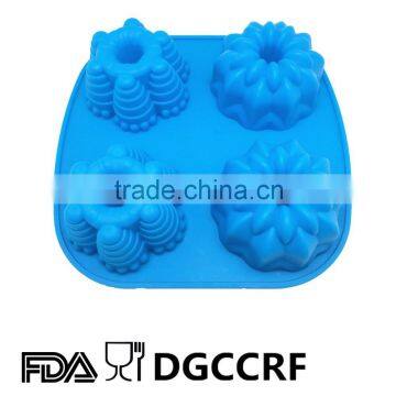 4 cups cavity flower shape silicone jelly cake pan/mold