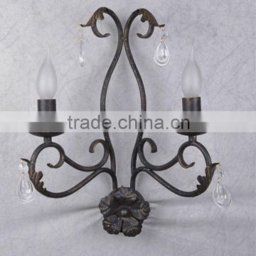 Iron cover clean drop crystal decorate islamic wall light