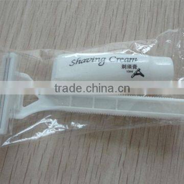 high quality cheap hotel disposable shaving razor with shaving cream