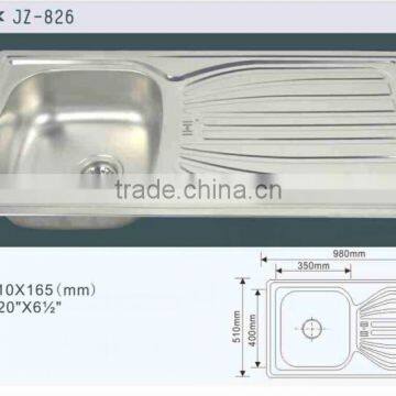 98*51CM 2014 New Type Inset Single Bow Single Tray Stainless Steel Kitchen Sink photo-2
