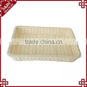 Rectangular rattan woven table storage baskets for food display