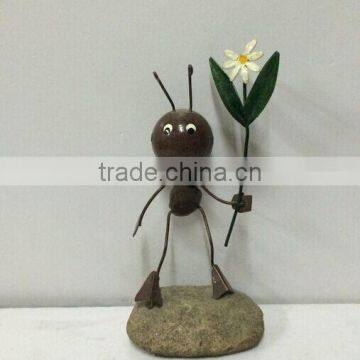 2015 Newest Design Garden Ant Metal Ant Decoration Painted Metal Ant Ant With Flower Garden Stake Ant Stakes Metal Ant Garden photo-3