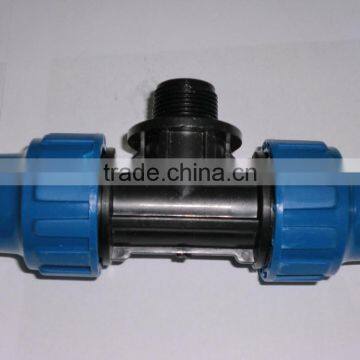 Tee Pipe Fitting With Threaded Male Offtake PP Compression Fitting