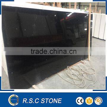 Artificial crystal black quartz stone big slabs for sale