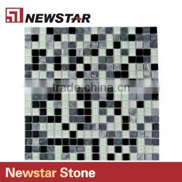 Newstar Black Grey And White Marble Tile Mix Glass Swimming Pool Mosaic photo-3