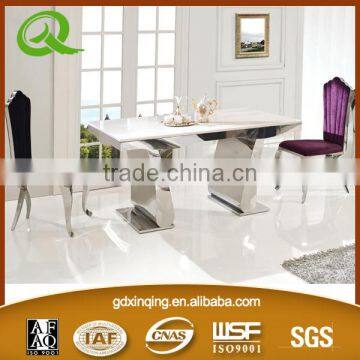TH362 New modern stainless steel base marble top dining table set