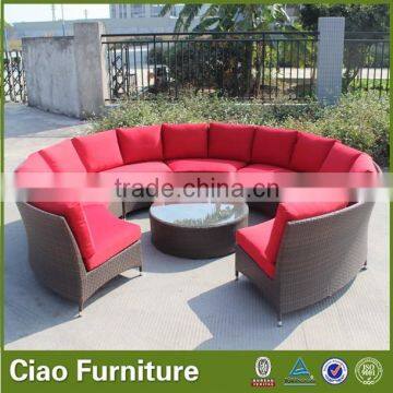 Outdoor Garden Furniture Rattan Round Sofa Sectional Sofa Set photo-2