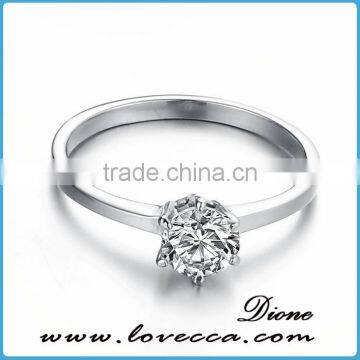 Wholesale Zircon Crystal Stone stainless steel diamond rings Wedding engagement ring