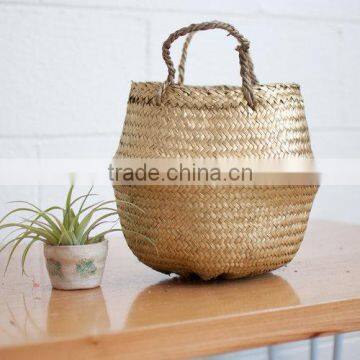 Golden metalic seagrass belly basket vietnam