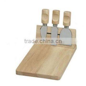 Rubber Wood Cheese Board With Cheese Knives photo-4