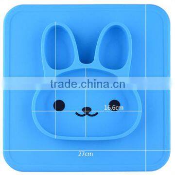 FDA Approved Rabbit Silicone Placemat for Kids, BPA Free Silicone Plate for Kids