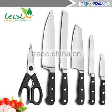 Factory direct sale upscale stainless steel wood block 6 sets of household kitchen knife set