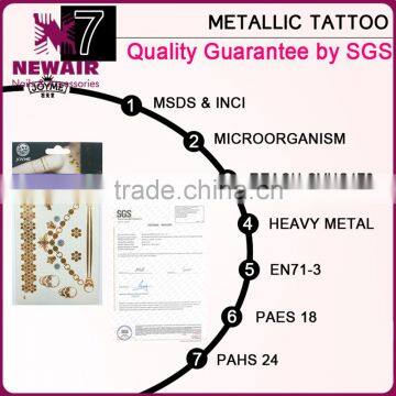Summer Style Men Women Body Art Gold Metallic Tattoo Sticker photo-4