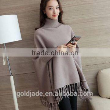 2016 Korea Knitwear Sweater New Design Poncho Cloak Sweater With Tassels photo-4