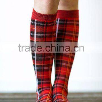 Plaid Socks - Knee Highs Stocking Stuffers Socks Set, Red Plaid