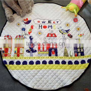 Hot Sale Round Shaped Cartoon Pattern Print Baby Toy Storage Bag Play Mats Blanket photo-6