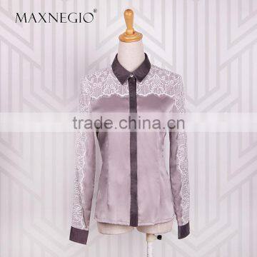 Spring Autumn Women Blouses Lace Crochet Chiffon Blouse Long Sleeve Casual Shirt Female Notched Collar Tops photo-5