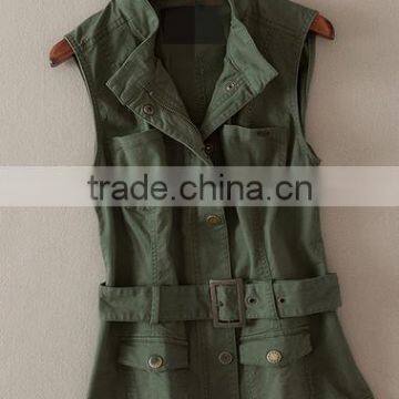 Hot Sale 2015 Women's Canvas Casual Vest Cotton Sleeveless Jacket Waistcoat Designs for Women