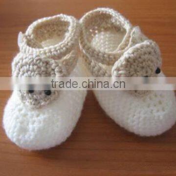 Hollow Wool Knitted Shoes Wholesale Floral Crochet Baby Girl Soft Shoes photo-3