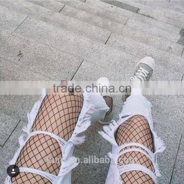 WS-49 Lady Women Sexy Pantyhose Mesh Fishnet Nylon Tights Long Stocking Jacquard Step Foot Seam Pantyhose High Over Knee Socks