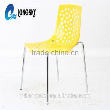 LS-4007 Wholesale New Designed Competitive Price Plastic Hollow Leisure Chair Stackable PP Plastic Chair Dining Chair photo-3