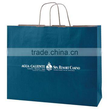 USA Made Solid Tinted Kraft Shopping Bag - Made of Natural Kraft Paper, Dimensions Are 16" x 6" x 13" and Comes With Your Logo.