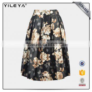 2017 Floral Printed Bandage A-line Elegant Wild Skirt