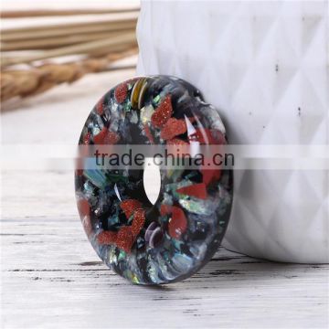 Resin & Shell Mosaic Dome Seals Cabochon Round Black