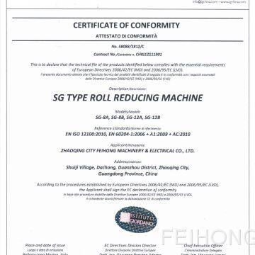 Cert of conformity -Roll reducing machine