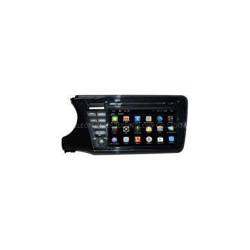 Сделано в Китае. Автомобильный DVD-плеер, специально адаптированный для Honda City 2014 (слева), с GPS, радиоприемником, ТВ, Wi-Fi и Android-системой