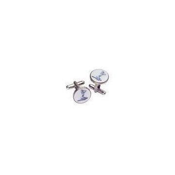Zinc Alloy, Aluminum, Stainless Steel Cufflink With Synthetic Enamel, Offset Printing And Nickel Pla