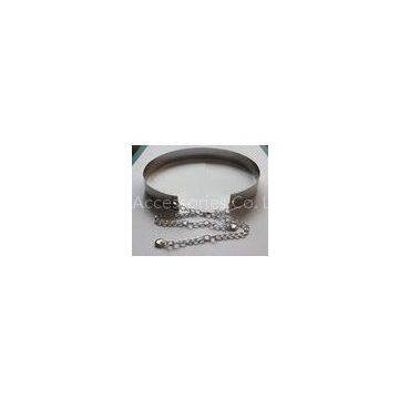 5cm Cloth Belts For Women , Fashion Metal Plate Metallic Mirror With Chain Waist Belt