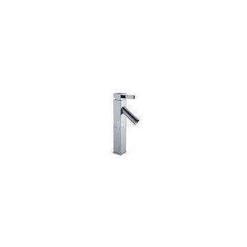 Square Ceramic Valve Chrome Metered Basin Tap Faucets , Bath Sink Faucets Single Handle