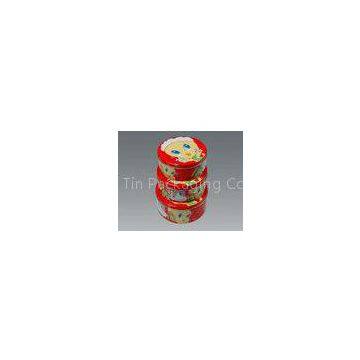 Christmas Holiday Metal Cake Tin Box Set Small Round Containers Dia110mm