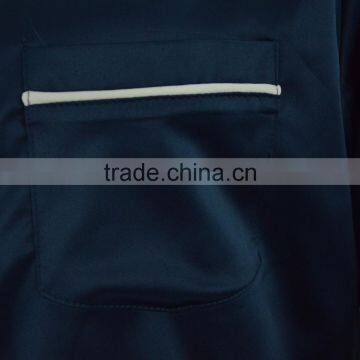 Women Navy Silky Polyester Satin Pajamas Sets photo-5