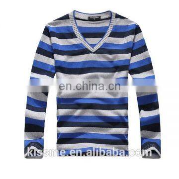 Hot! sell 2015 Newest fashion mens stripe t shirt long sleeve