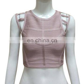 2017 cap sleeve nude bandage crop tops