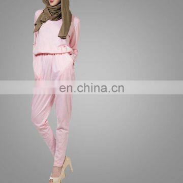 Modest Ladies Office Wear Jumpsuits Muslim Women Model Kebaya Modern Cotton /Cotton Jersey Islamic Jumpsuits photo-2