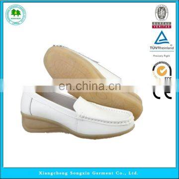 2015 Top selling white leather nurse shoes with heels