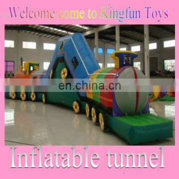 Customized train inflatable obstacle tunnel toys