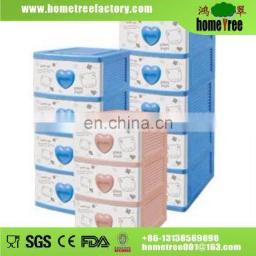Heart Shape Handle 4 Drawer Cabinet Plastic Narrow Storage Drawers For Kids