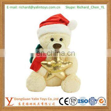 2017 Christmas Gift wholesale Christmas Bear plush Toys bear star cloth doll stuffed plush