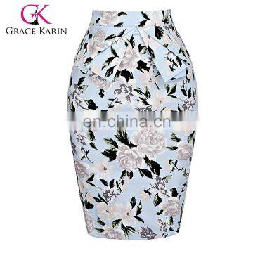 Grace Karin Occident Sexy Women Hips Wrapped Short Vintage Retro Cotton Flower Pattern Skirt CL008928-6