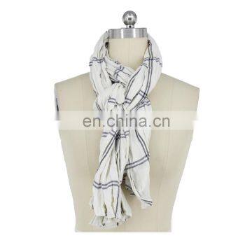 Direct Factory Cotton Check Dots Double-Layer Scarf photo-4