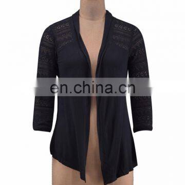 Beautiful black rayon plain laced net shrug for women