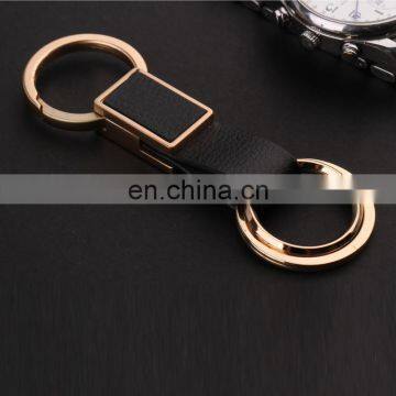 Popular Style Embossed Logo Black Leather Keychain for Business Promotional Gift photo-2