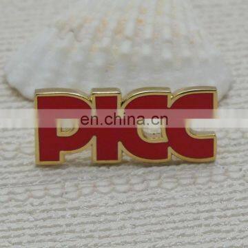 Plate Gold Metal Hard Enamel Company Name Badge, PICC Letter Lapel Pin photo-4